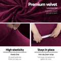 Artiss Velvet Sofa Cover 2 Seater Ruby Red, Stretchable, Machine Washable - SuperSaverAU - view 3