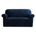 Artiss Velvet Sofa Cover 2-Seater Sapphire - Stretchable, Machine Washable, Anti-Slip - SuperSaverAU - view 1