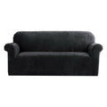Artiss Velvet Sofa Cover 3-Seater Black - Stretchable, Machine Washable, Anti-Slip - SuperSaverAU - view 1