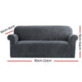 Artiss Velvet Sofa Cover 3 Seater Grey - Stretchable, Machine Washable, Anti-Slip - SuperSaverAU - view 2
