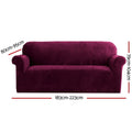 Artiss Velvet Sofa Cover 3-Seater Ruby Red, Stretchable, Machine Washable - SuperSaverAU - view 2