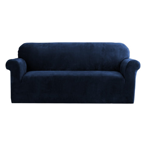 Artiss 3-Seater Velvet Sofa Cover - Sapphire, Stretchable, Machine Washable - SuperSaverAU - view 1