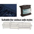 Artiss 3-Seater Velvet Sofa Cover - Sapphire, Stretchable, Machine Washable - SuperSaverAU - view 5