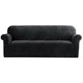 Artiss Velvet Sofa Cover 4-Seater Black - Stretchable, Machine Washable, Anti-Slip - SuperSaverAU - view 1