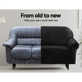 Artiss Velvet Sofa Cover 4-Seater Black - Stretchable, Machine Washable, Anti-Slip - SuperSaverAU - view 4