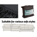 Artiss Velvet Sofa Cover 4-Seater Black - Stretchable, Machine Washable, Anti-Slip - SuperSaverAU - view 5