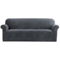 Artiss Velvet Sofa Cover 4-Seater Grey - Stretchable, Machine Washable, Anti-Slip - SuperSaverAU - view 1
