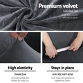 Artiss Velvet Sofa Cover 4-Seater Grey - Stretchable, Machine Washable, Anti-Slip - SuperSaverAU - view 3