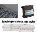 Artiss Velvet Sofa Cover 4-Seater Grey - Stretchable, Machine Washable, Anti-Slip - SuperSaverAU - view 5