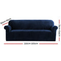 Artiss Velvet Sofa Cover 4-Seater Sapphire - Stretchable, Machine Washable, Anti-Slip - SuperSaverAU - view 2