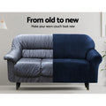 Artiss Velvet Sofa Cover 4-Seater Sapphire - Stretchable, Machine Washable, Anti-Slip - SuperSaverAU - view 4
