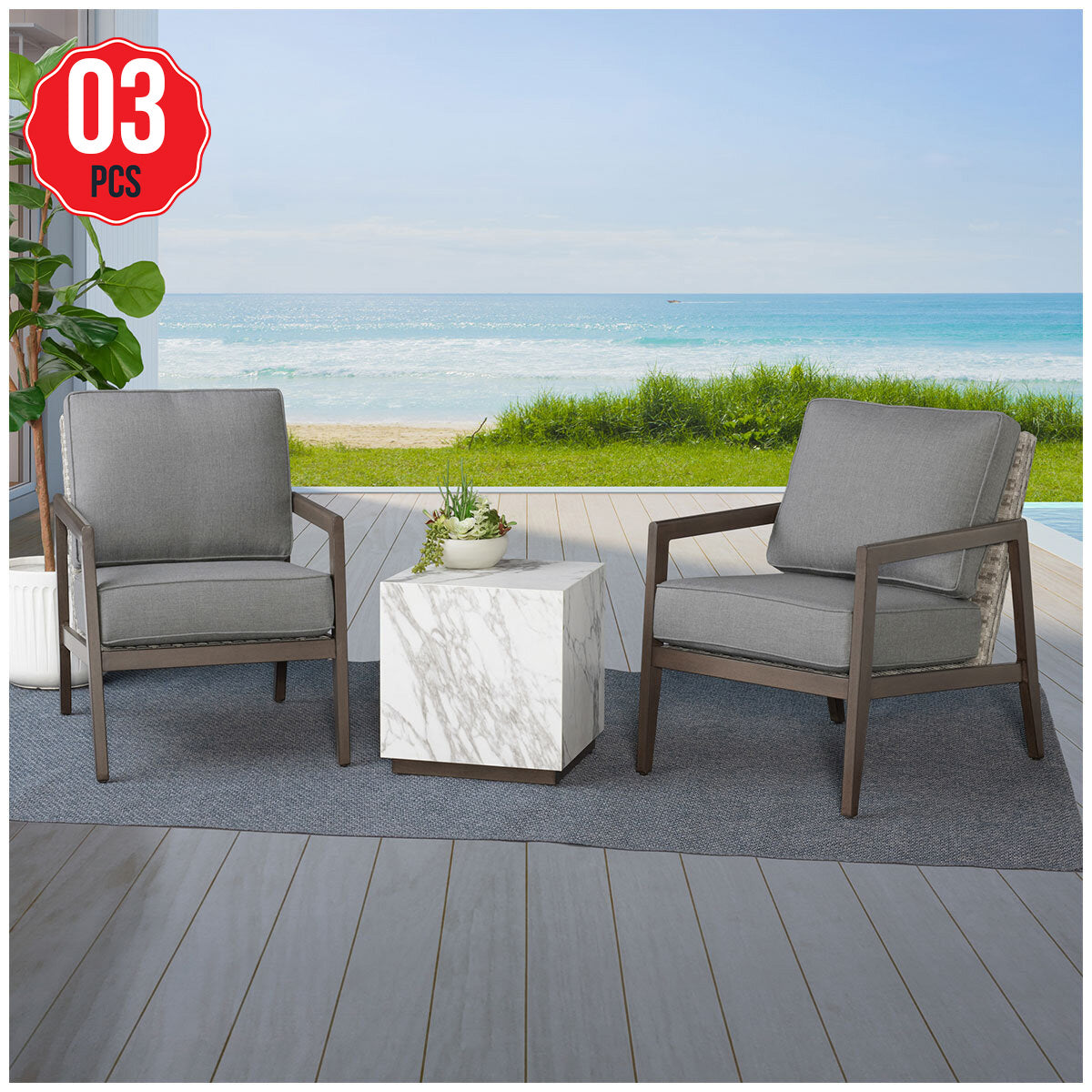 Agio Keats 3 Piece Set With Heaton Table - SuperSaverAU - view 1