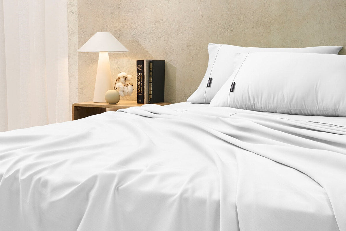 Sheraton Luxury 1000TC Cotton Rich Bed Sheet Set (White, King)