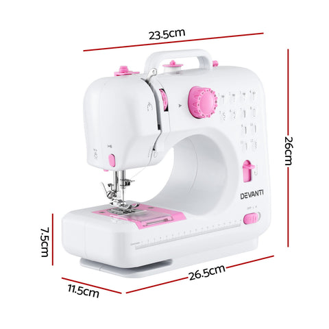 Devanti 12 Stitches Mini Sewing Machine for Beginners Portable Sewing Machine Kit with LED Lights - SuperSaverAU - view 2