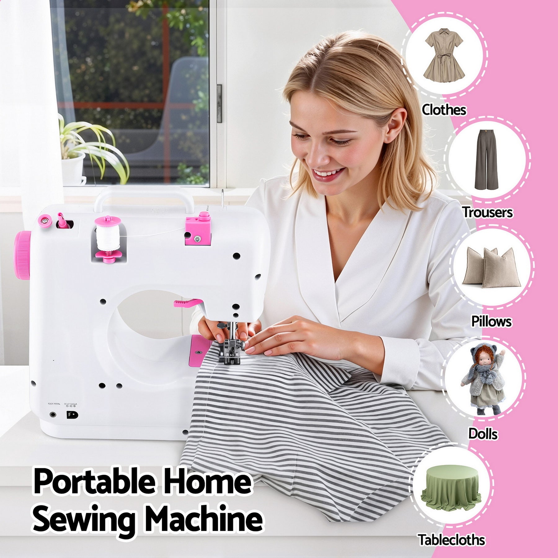 Devanti 12 Stitches Mini Sewing Machine for Beginners Portable Sewing Machine Kit with LED Lights - SuperSaverAU - view 5