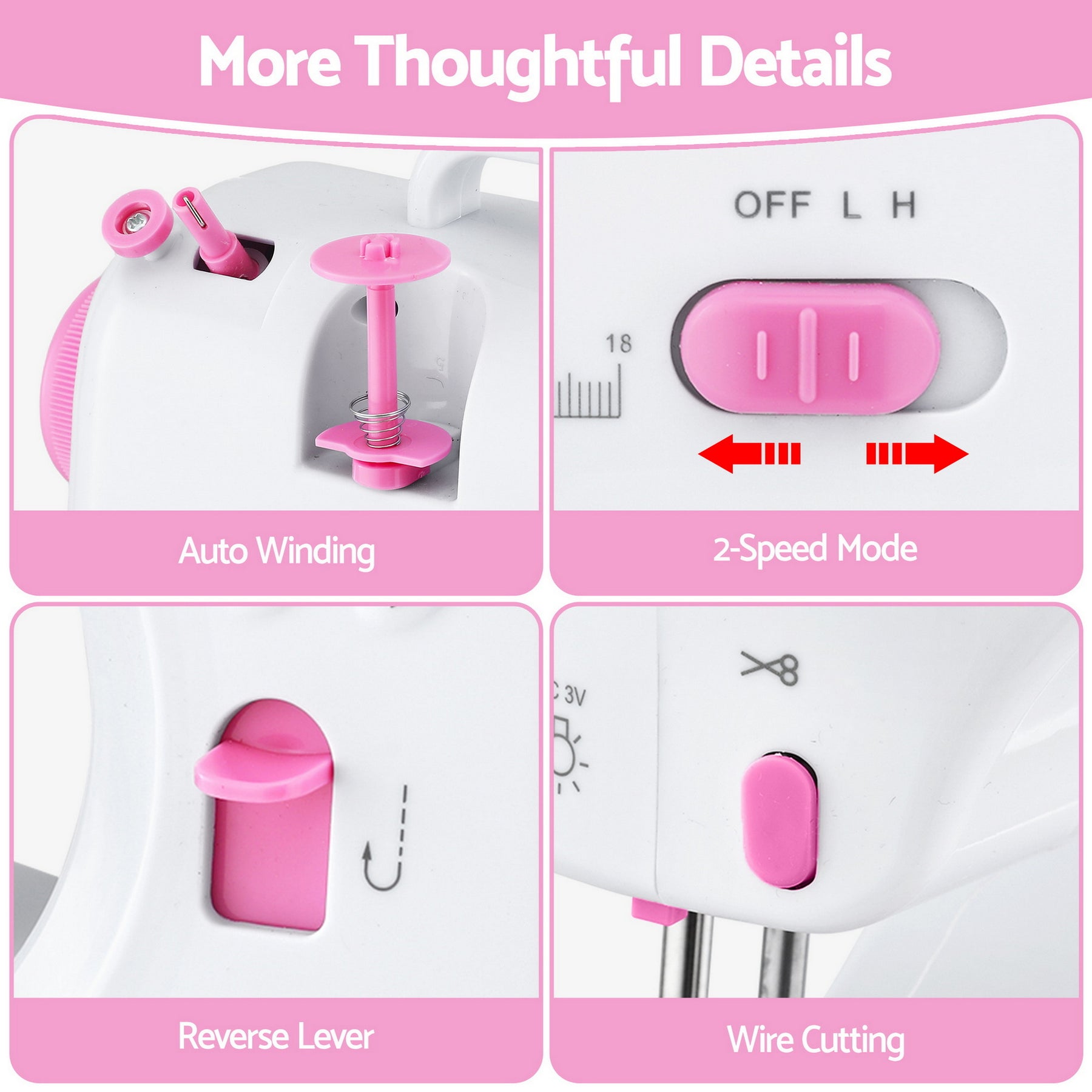 Devanti 12 Stitches Mini Sewing Machine for Beginners Portable Sewing Machine Kit with LED Lights - SuperSaverAU - view 9