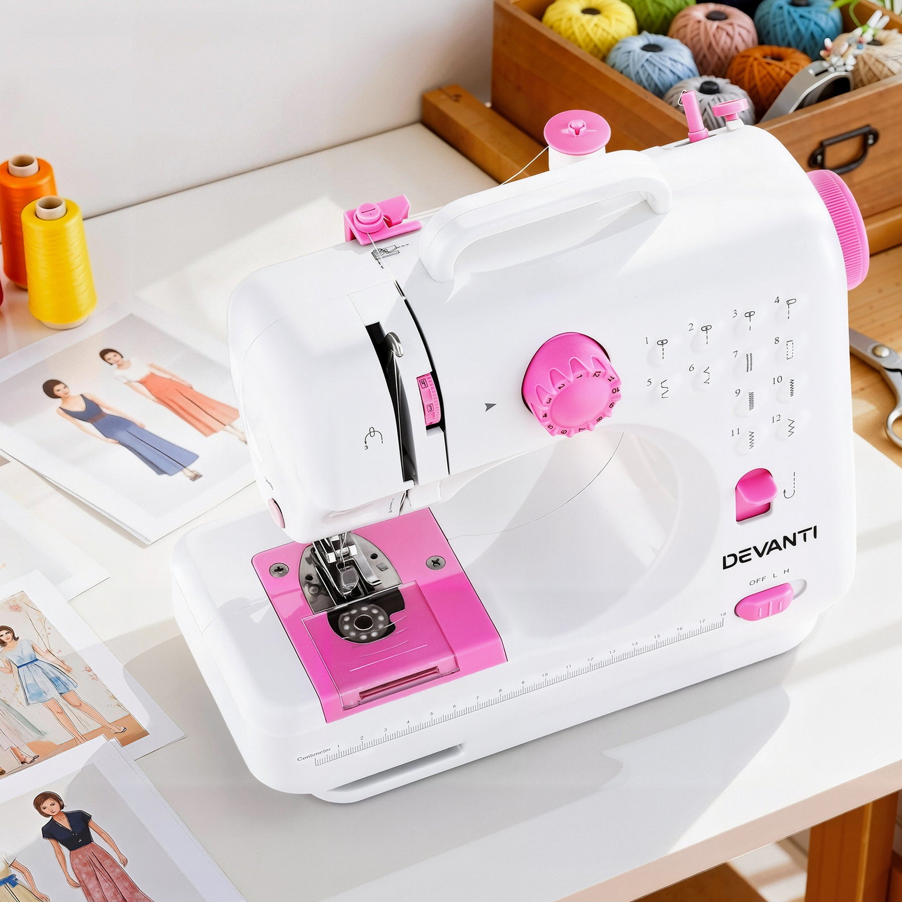 Devanti 12 Stitches Mini Sewing Machine for Beginners Portable Sewing Machine Kit with LED Lights - SuperSaverAU - view 10