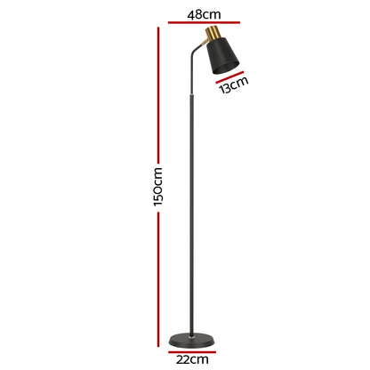 Artiss Floor Lamp LED Light Stand 1.5m Black with Plastic Lampshade & Metal Base