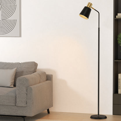 Artiss Floor Lamp LED Light Stand 1.5m Black with Plastic Lampshade & Metal Base
