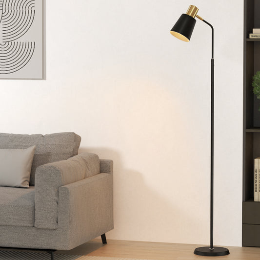 Artiss Floor Lamp LED Light Stand 1.5m Black with Plastic Lampshade & Metal Base