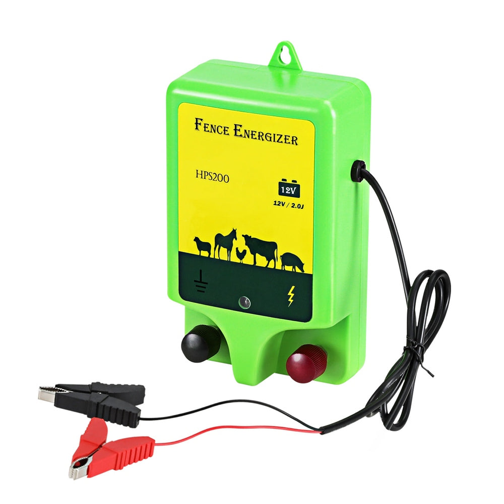 Giantz 18km Electric Fence Energiser 1.56J with Battery Wire & Clips