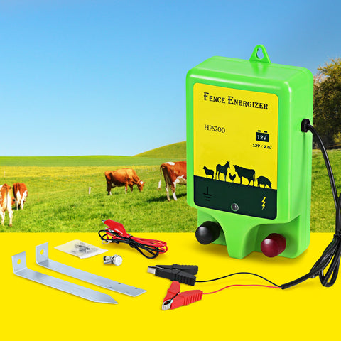 Giantz 18km Electric Fence Energiser 1.56J with Battery Wire & Clips - SuperSaverAU - view 1