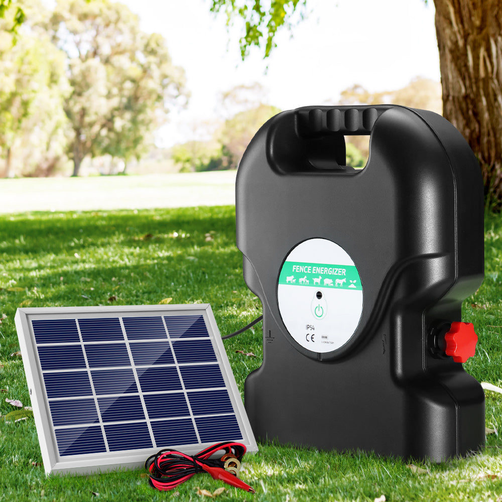 Giantz 20KM Solar Electric Fence Energiser 1.2J Waterproof with Warning Signs - SuperSaverAU - view 1