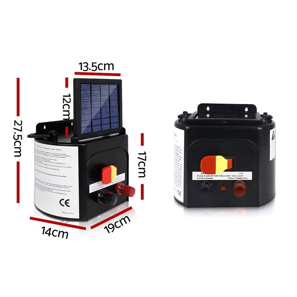 Giantz 3km Solar Electric Fence Energiser 0.1J with Monocrystalline Panel