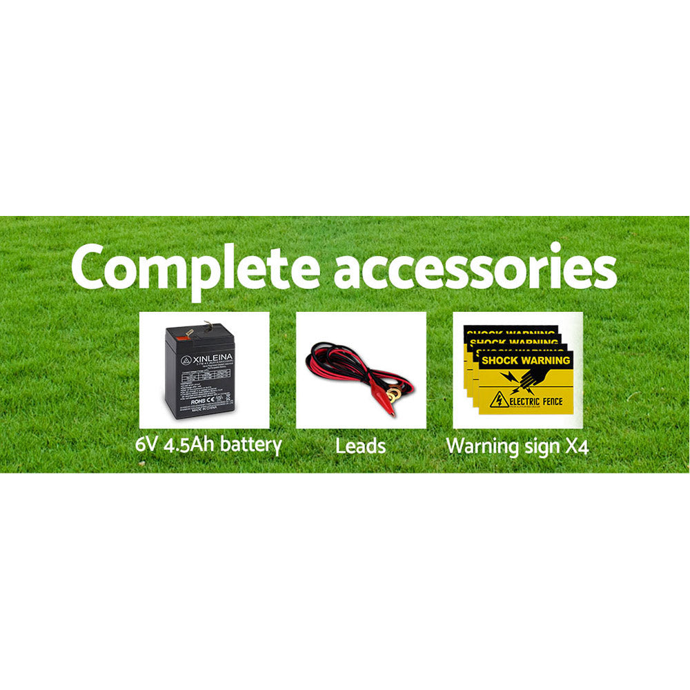 Giantz 3km Solar Electric Fence Energiser 0.1J with Monocrystalline Panel