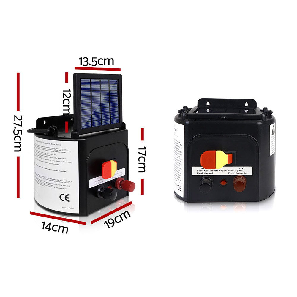 Giantz 5km Solar Electric Fence Energiser 0.15J with Monocrystalline Panel