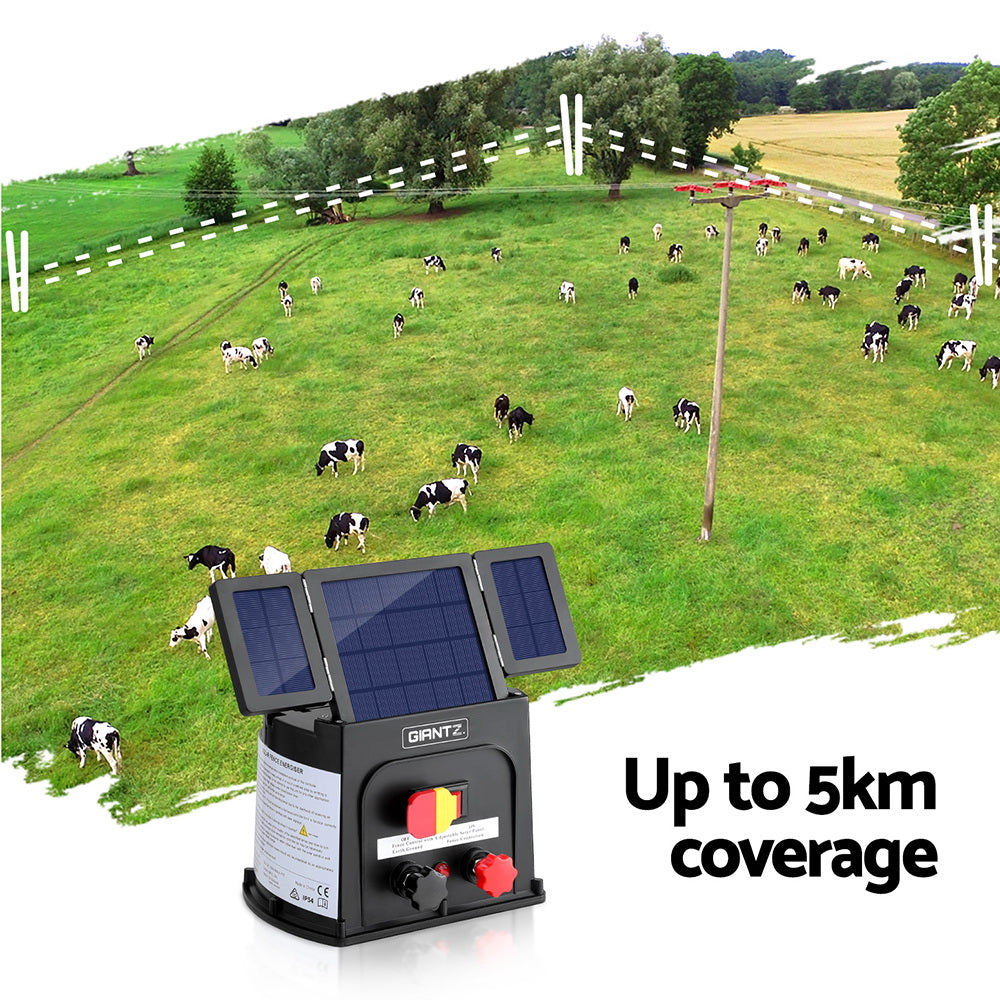Giantz 5km Electric Fence Energiser PET Solar Energizer 0.15J - SuperSaverAU - view 5