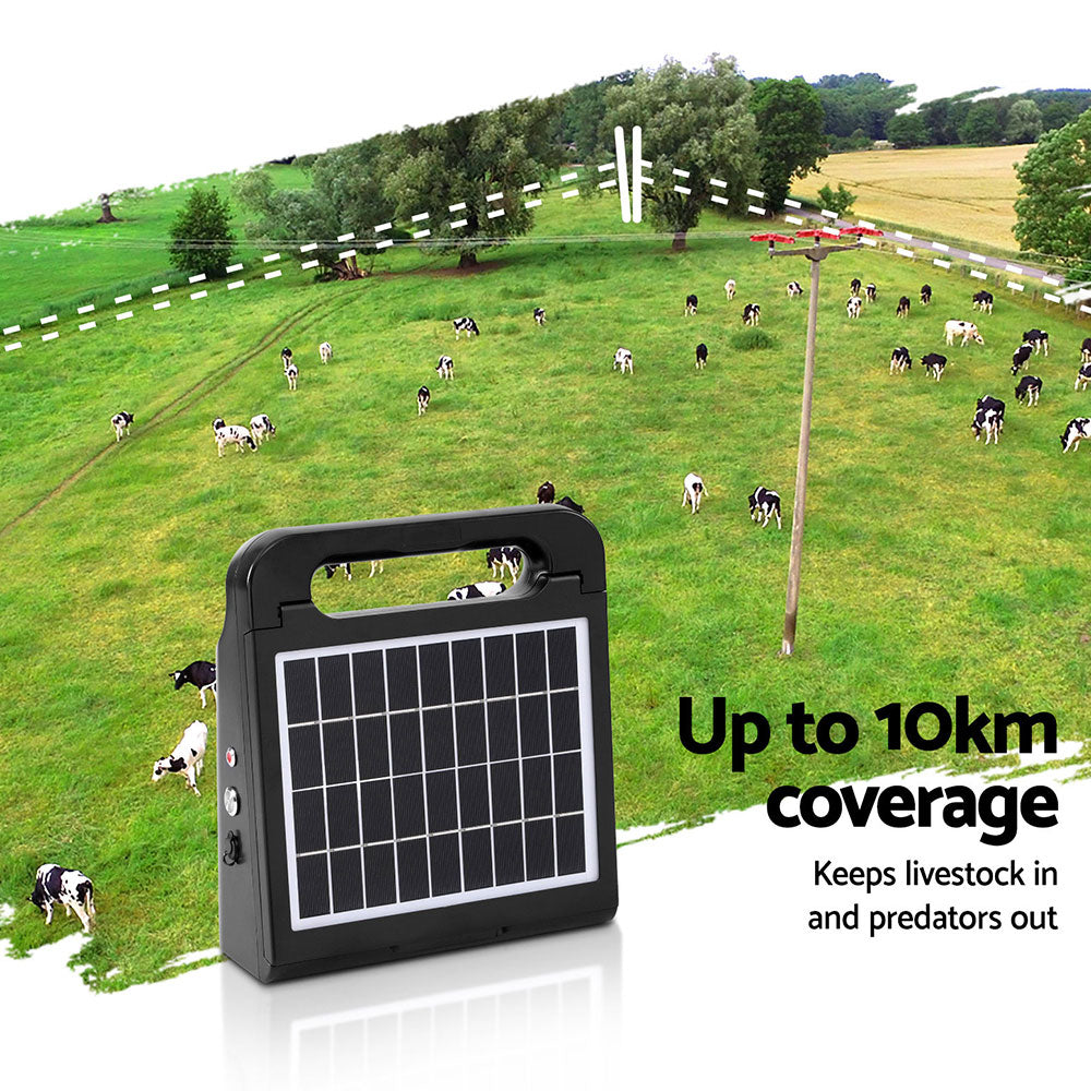 Giantz Solar Electric Fence Energiser with 10km Range - 0.3J