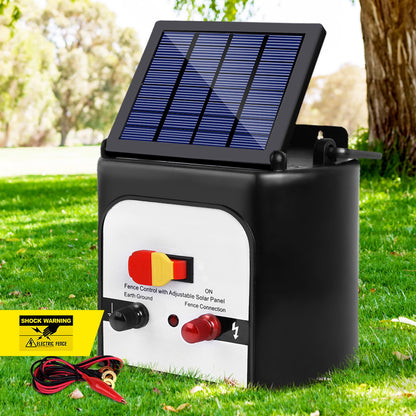 Giantz 8km Solar Electric Fence Energiser 0.3J with Monocrystalline Panel