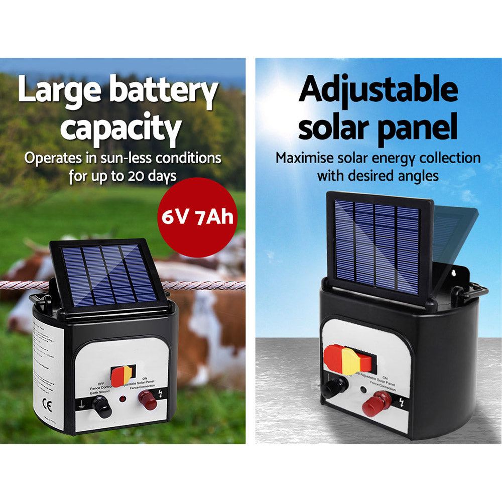 Giantz 8km Solar Electric Fence Energiser 0.3J with Monocrystalline Panel - SuperSaverAU - view 4