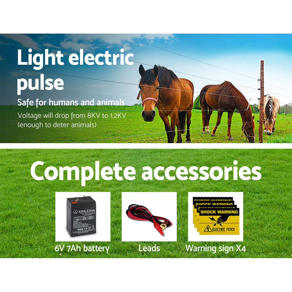Giantz 8km Solar Electric Fence Energiser 0.3J with Monocrystalline Panel - SuperSaverAU - view 7