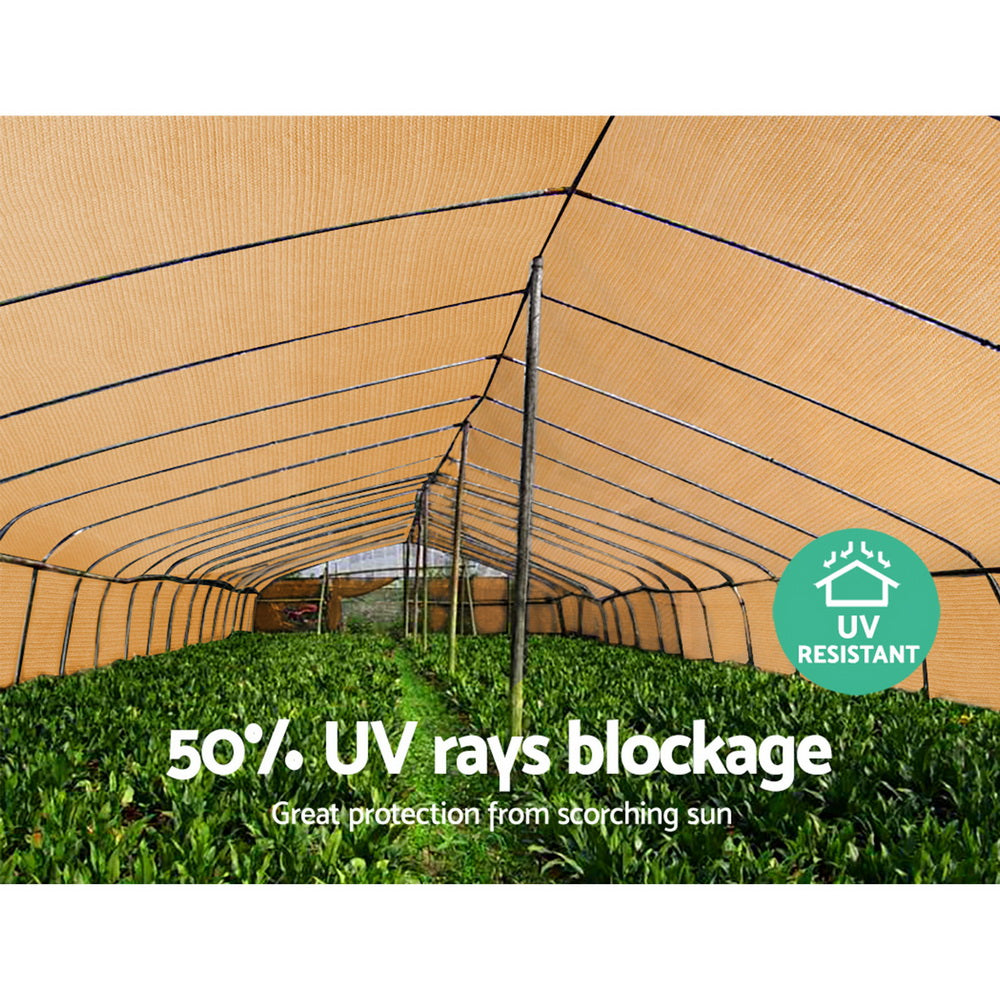 Instahut 10m Shade Cloth Roll 1.83m UV-Stabilized 50% Shade Coverage Beige - SuperSaverAU - view 4