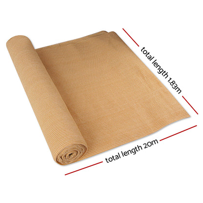 Instahut 20m Shade Cloth Roll - 50% Shade Block, Sandstone, 1.83m Wide