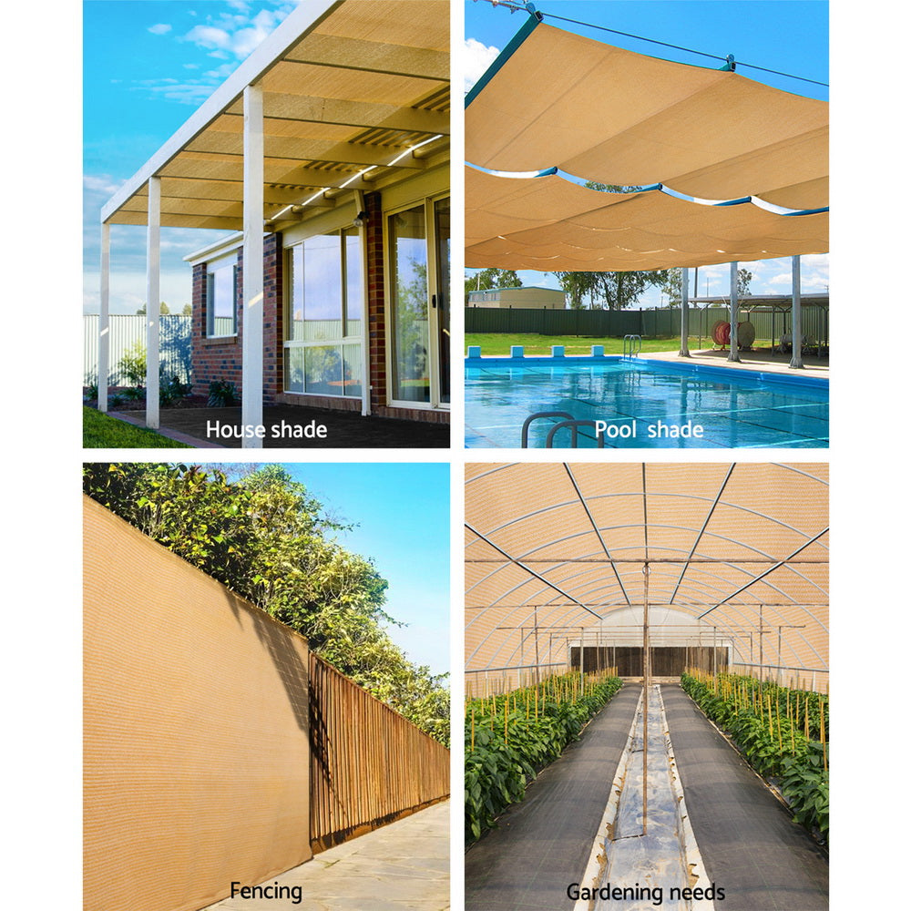 Instahut 20m Shade Cloth Roll - 50% Shade Block, Sandstone, 1.83m Wide - SuperSaverAU - view 4