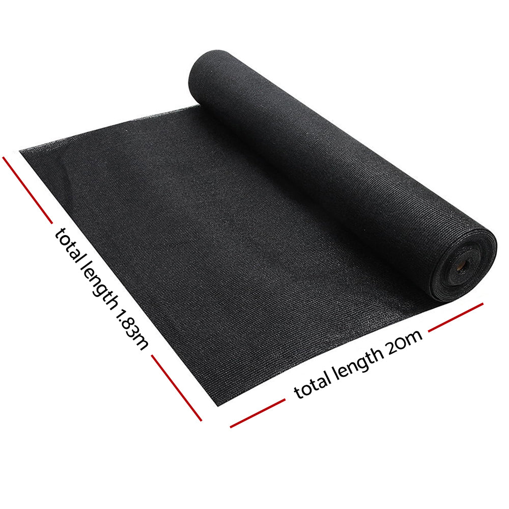 Instahut 50% Shade Cloth 1.83m x 20m UV-Stabilized Heavy Duty Garden Mesh Roll BK