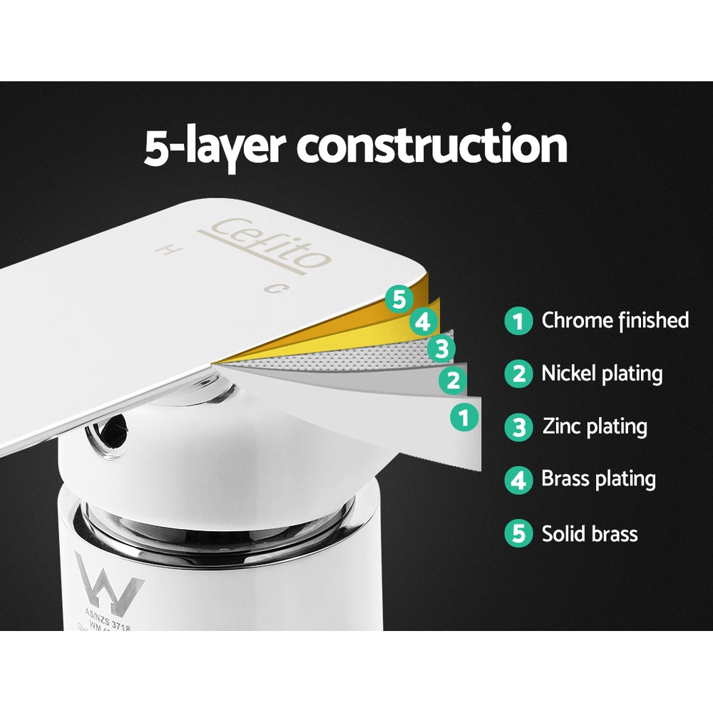 Cefito Shower Mixer Tap Brass Hot Cold Chrome Finish Leakproof 35mm Cartridge - SuperSaverAU - view 4