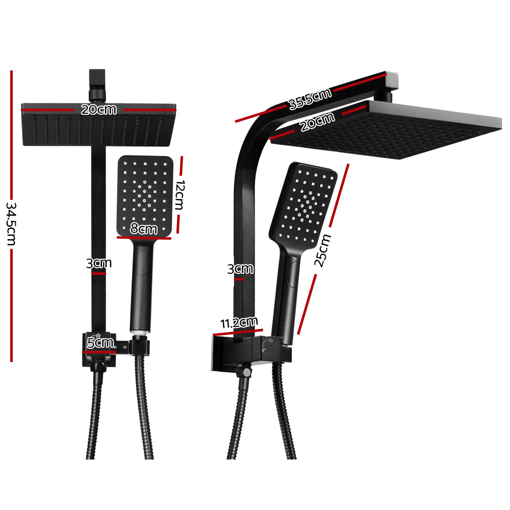Cefito 8" Rain Shower Head Set, Handheld, Matte Black, 3-Spray Patterns - SuperSaverAU - view 2