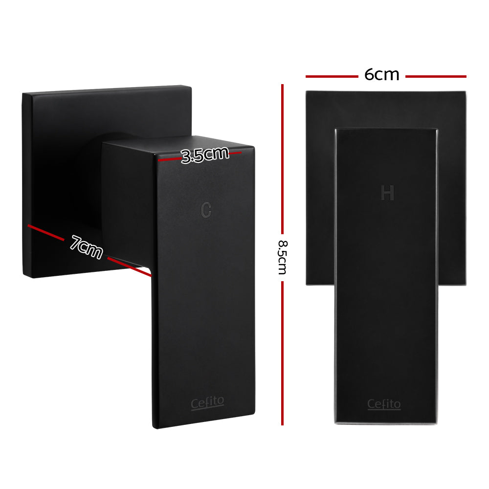 Cefito Shower Taps Set Brass Hot Cold Wall Mount Matte Black WaterMark Certified - SuperSaverAU - view 2