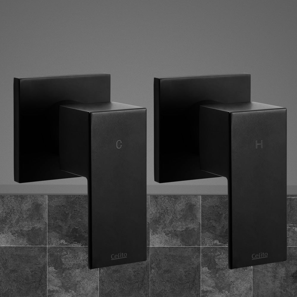 Cefito Shower Taps Set Brass Hot Cold Wall Mount Matte Black WaterMark Certified - SuperSaverAU - view 7