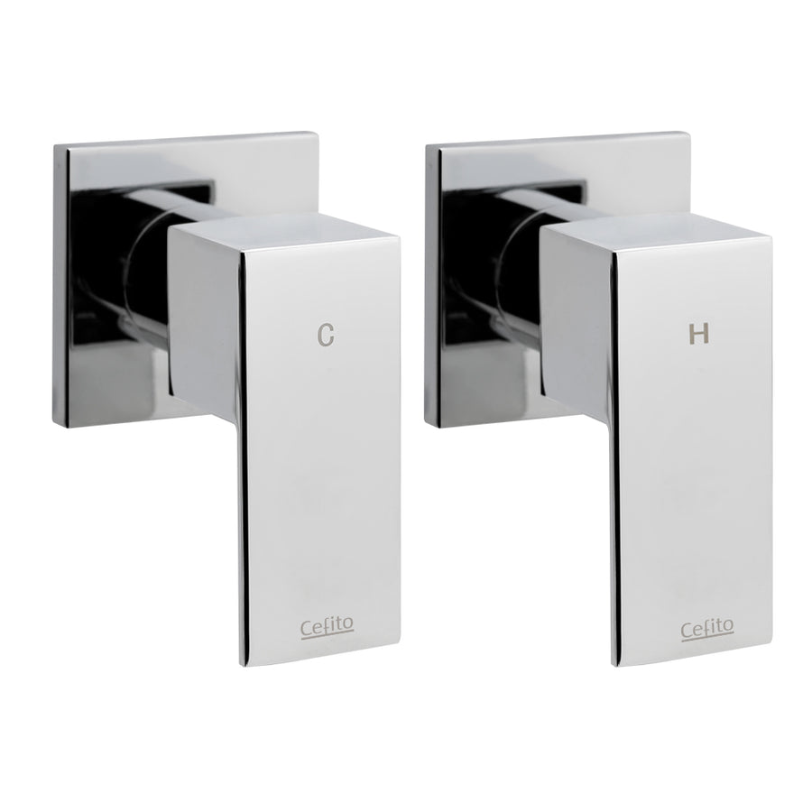 Cefito Shower Taps Set Brass Hot Cold Wall Assembly WaterMark Certified Chrome Finish - SuperSaverAU - view 1