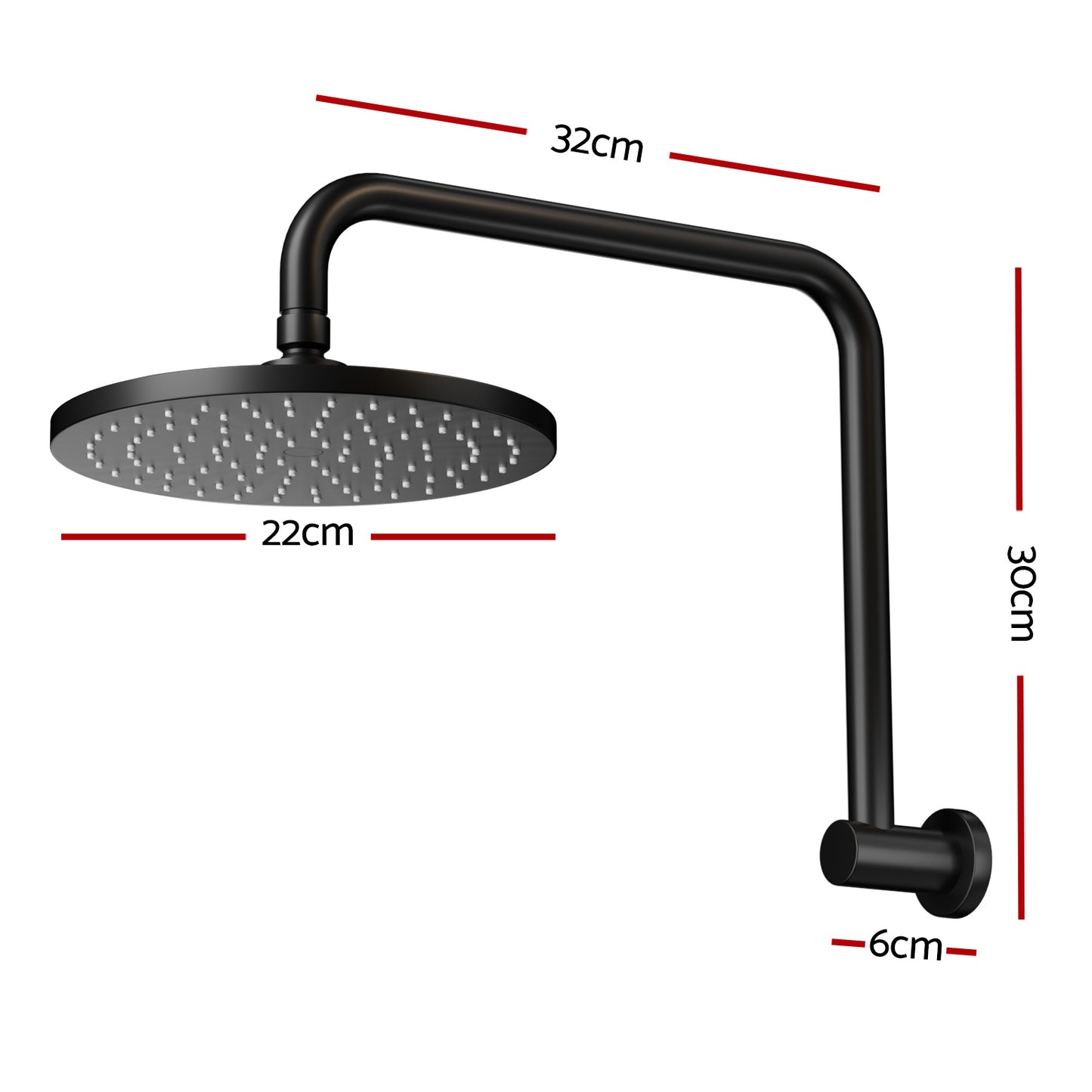9'' High-Pressure Rain Shower Head Swivel Black
