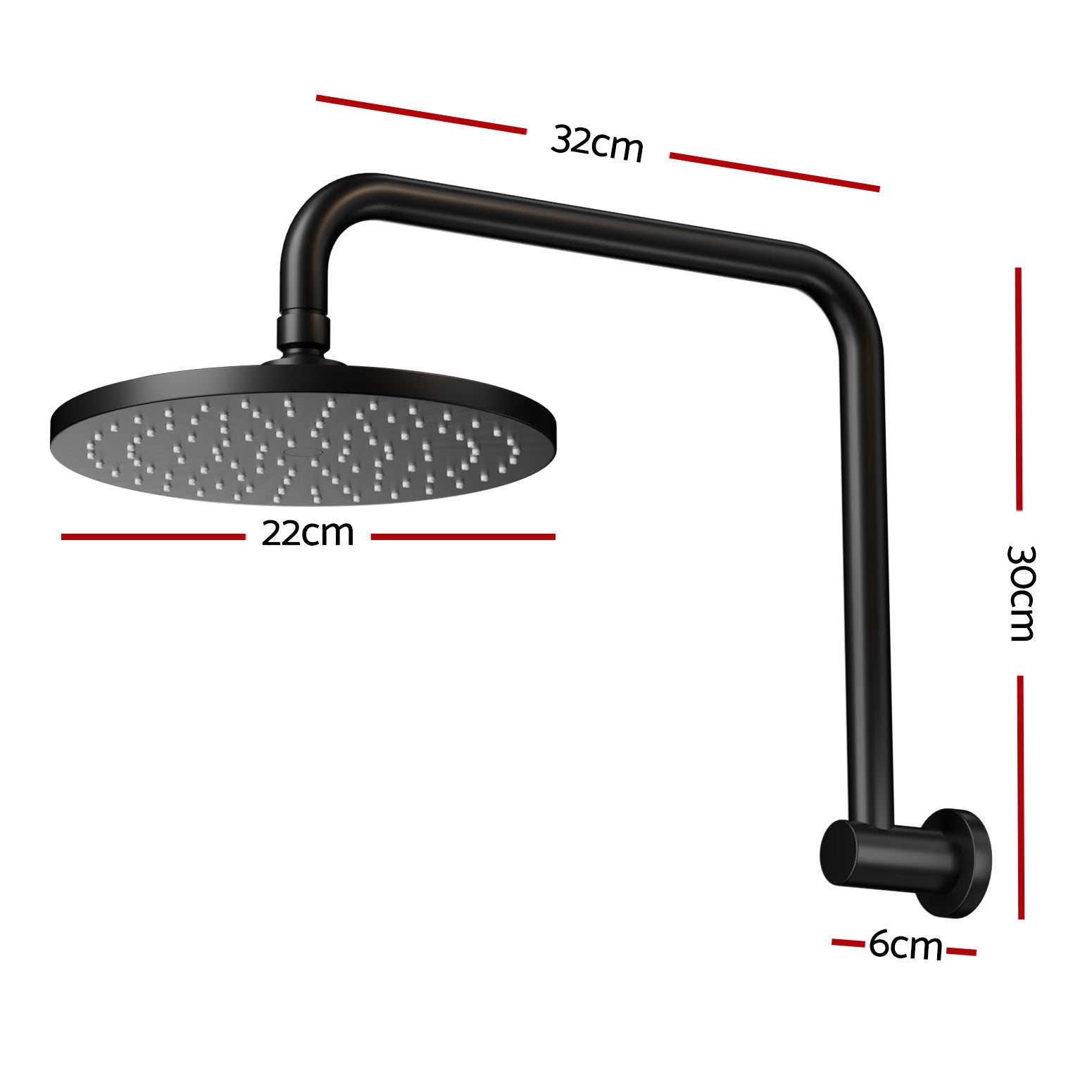 9'' High-Pressure Rain Shower Head Swivel Black - SuperSaverAU - view 2