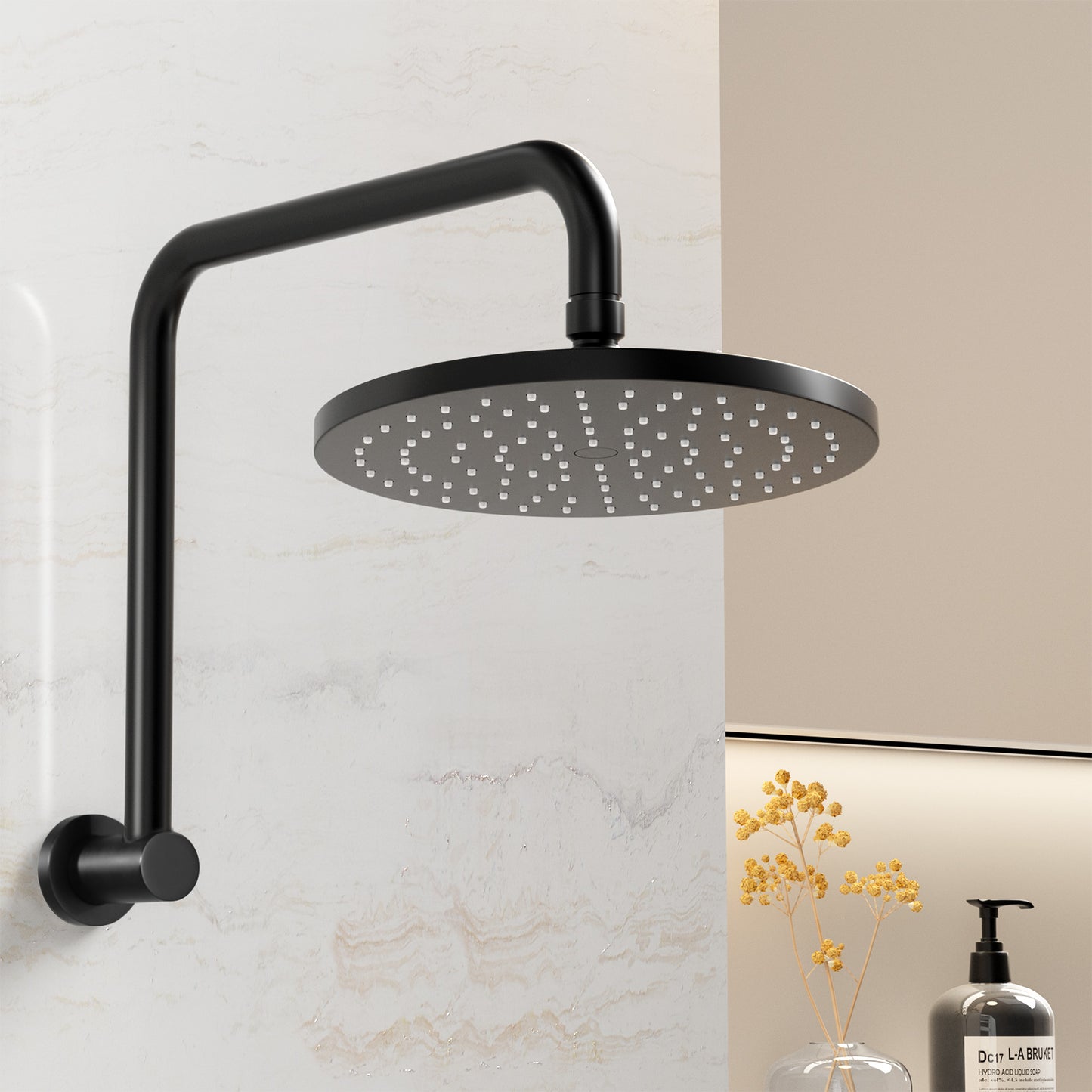 9'' High-Pressure Rain Shower Head Swivel Black