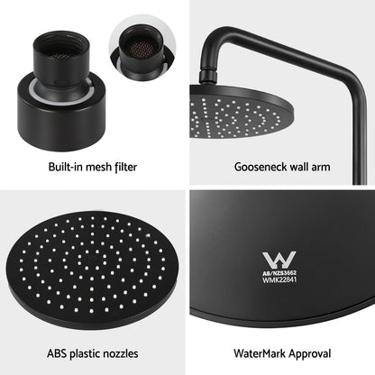 9'' High-Pressure Rain Shower Head Swivel Black