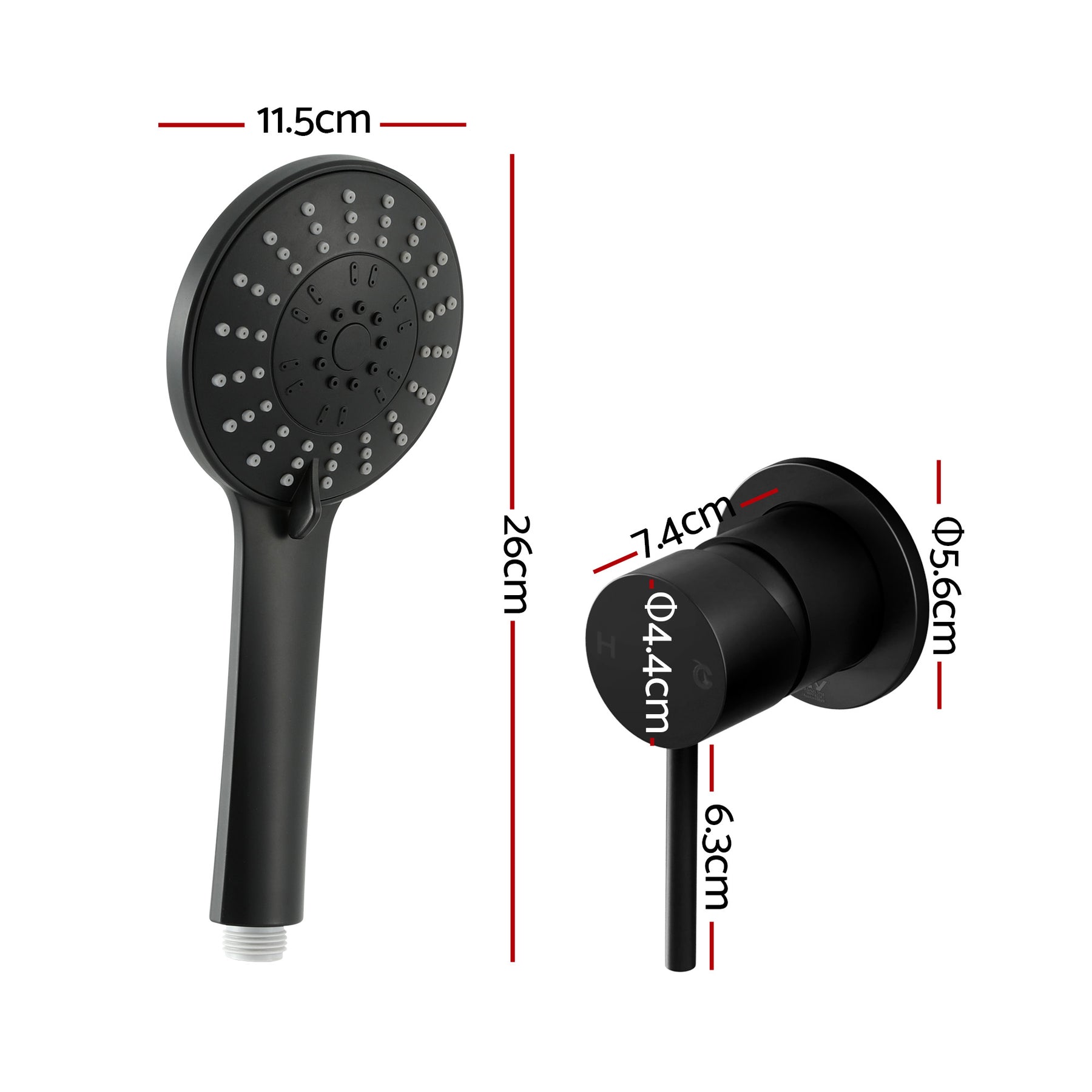 Cefito 4.5" Handheld Shower Head Round with Wall Bathroom Mixer - SuperSaverAU - view 3