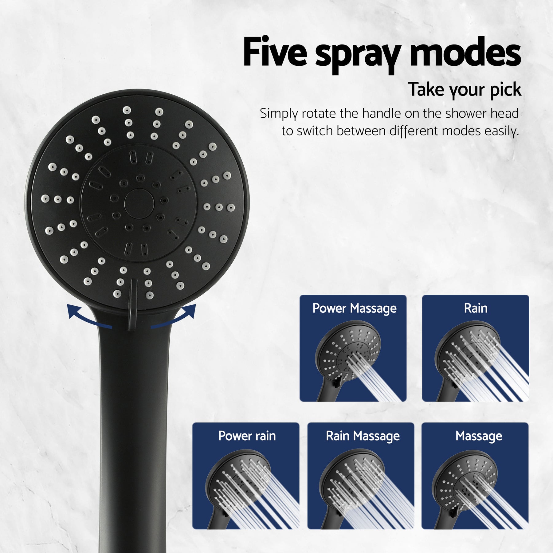 Cefito 4.5" Handheld Shower Head Round with Wall Twin Swivel Bathroom Tap - SuperSaverAU - view 6